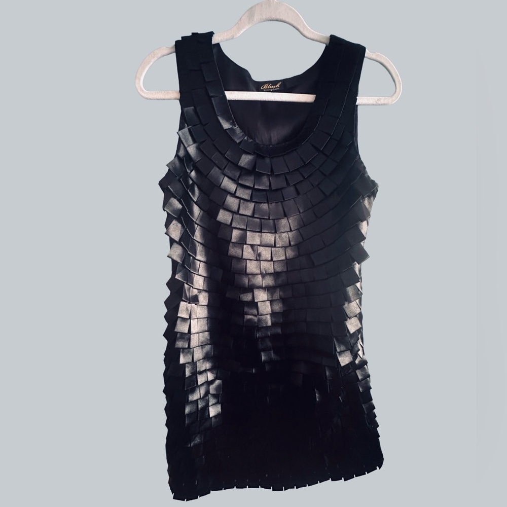Blush by Young Threads Black Textured Cocktail Dress Mini Size M